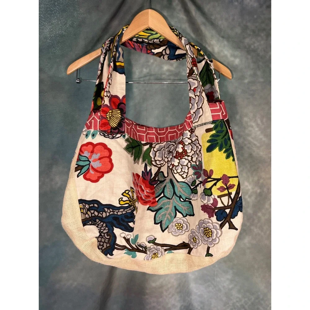 Artisan Reversible Patchwork Tote Bag Boho Cottagecore Floral Market Beach Purse